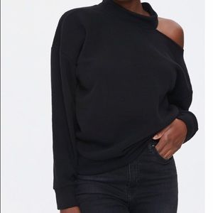 🌟NWOT Forever21 black Cutout Mock Neck Sweatshirt